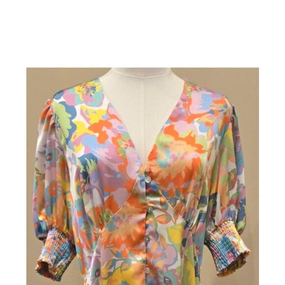 Never Fully Dressed Lindos Maxi Tea Dress Blossom Wedding Puff Sleeve Size 12 - Picture 4 of 11